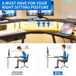 Dextrus L-Shaped Gaming Desk with Large Monitor Riser Stand, Corner Computer Desk with LED & Power Outlets, Carbon Corner Desk