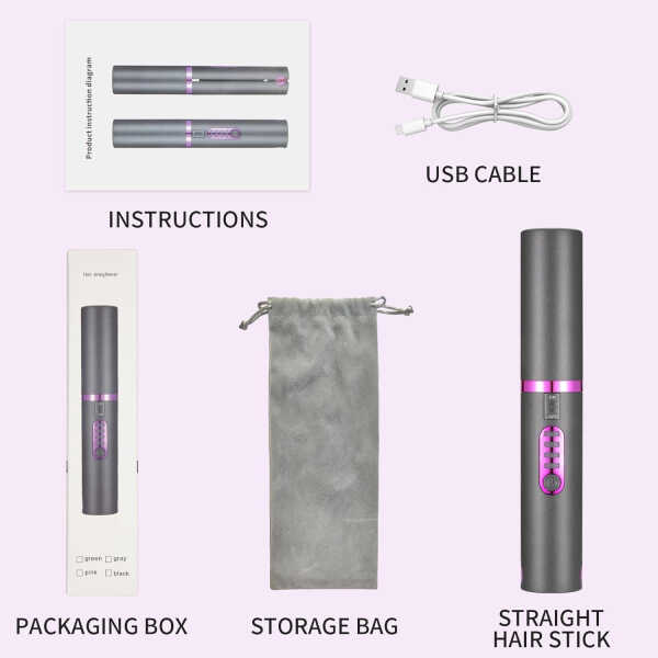 Cordless Hair Straighteners Curler 2 in 1, Mini Portable Travel Wireless Flat Iron, Fast Heat Up, Anti-Scald 3-Level