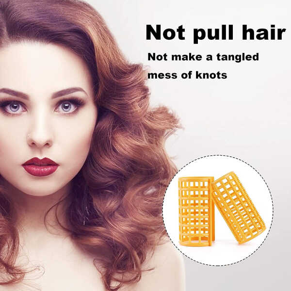 NOGIS 50 Pieces Plastic Hair Rollers Curlers Snap on Rollers Self Grip Rollers with Steel Pintail Comb, Hairdressing No Heat