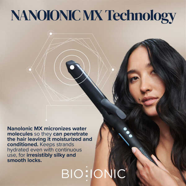 Bio Ionic Long Barrel Styler, 1.25" Curling Iron, Curling Wand, Adjustable Heat Hair Curler