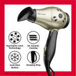Revlon 1875W Folding Handle Ionic Travel Hair Dryer, Black and Gold