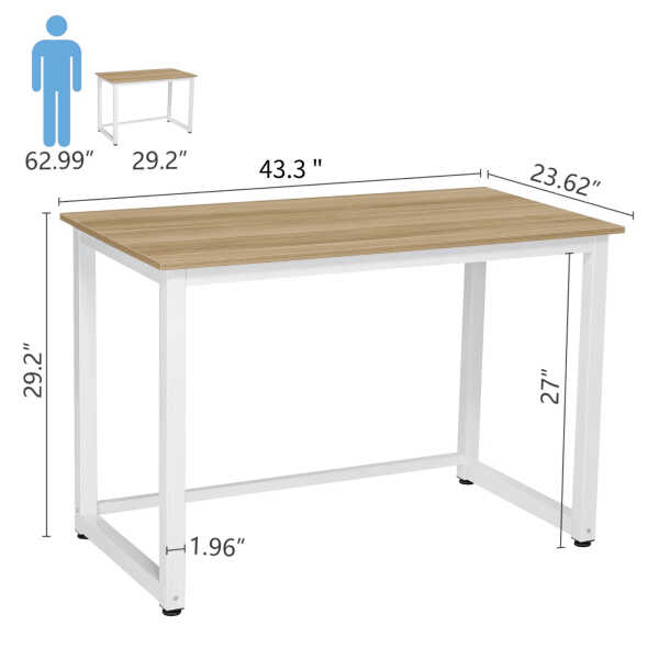 Hoffree 43 inch Computer Desk Home Writing Desk Office Furniture Computer Table Study Writing Table Workstation Modern Simple PC