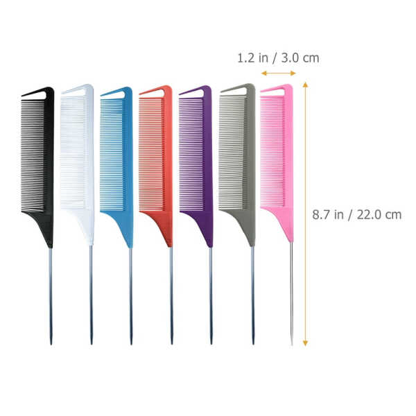 6 Pcs Pointed Tail Comb Parting Rat Teasing Combs Anti-static Hair Plastic Brush