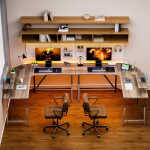 Flyicty 55'' L Shaped Gaming Desk, Ergonomic Corner Desk with Monitor Stand, Computer Desk for Home Office Study Writing