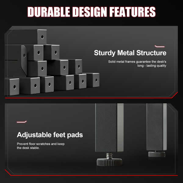 GTRACING 55" Large RGB Sturdy Gaming Desk with Mouse Pad T-Shaped Office Chair Computer Desk Spacious Work Surface Table, Black