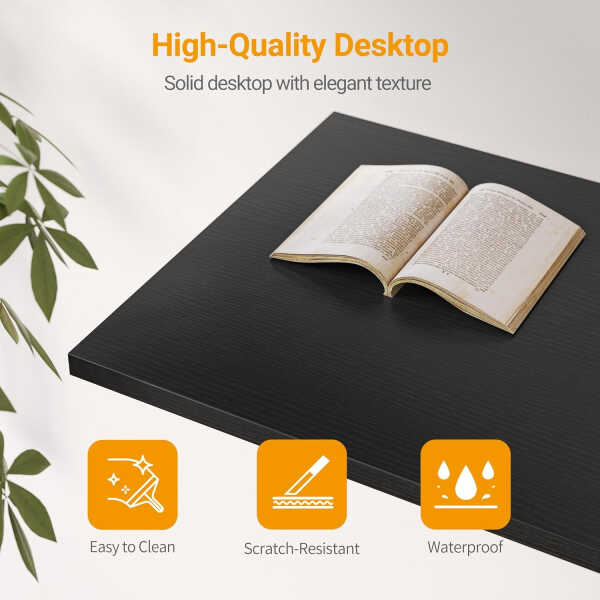 DESINO 40 Inch L-Shaped Computer Desk with Storage Shelves Home Office Corner Desk Study Writing Table, Black