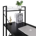 Utopia Alley Computer Desk with Shelves - 47-inch Black Metal Desk with 4-Tier Storage Bookshelves, Rustic Brown & Black Black