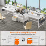 EnHomee 56.5" Computer Desk with Monitor Stand, Office Desk with Fabric File Cabinet, Gaming Computer Desk for Home Office