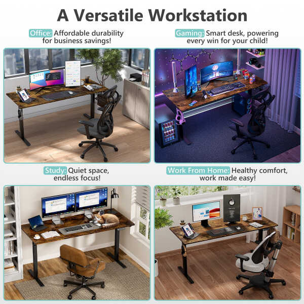 VVENACE Electric Standing Desk Height Adjustable Desk 48 x 24 inch 4 Memory Height Stand up Desk for Home Office, White