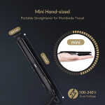 Terviiix 1/2'' Travel Hair Straightener for Heat Adjustable, Mini Portable Ceramic Flat Iron, Black
