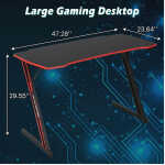 NiamVelo 47 inch Gaming Desk, Z-Shaped PC Computer Table Ergonomic Gamer Workstation with Headphone Hook for Home Office, Red