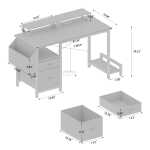 47" Office Desk with Power Outlet, 2 Monitor Stands, 2 Drawers, Side Pocket, Easy to Assemble, Frame stability Reversible, Use