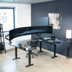 VIVO Black U-Shaped 83" x 60" Height Adjustable 4-Leg Electric Standing Desk