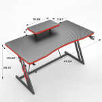 Vineego 47 inch Gaming Desk Computer Desk with Monitor Stand and Cup Holder, Black