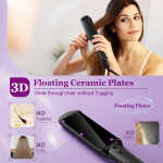 FETERVIC 1.57 Inch Ceramic Hair Straightener, Dual Voltage Flat Iron with 3D Floating Titanium Plates, LCD Display, 60-Min Auto