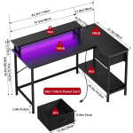 Fairy L Shaped Gaming Desk, 43in Computer Desk with Charging Port (Black)