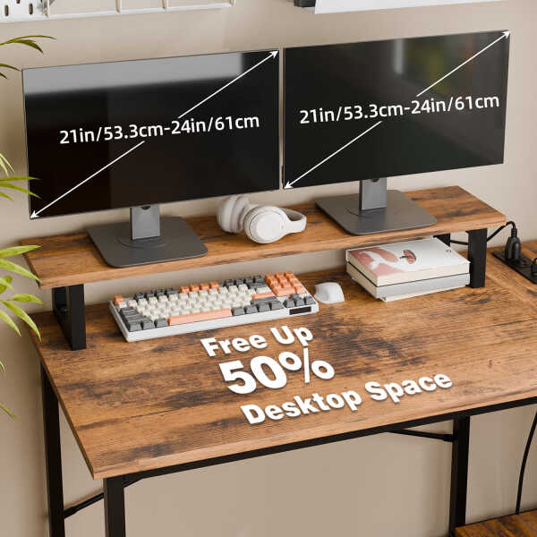 Fairy L Shaped Gaming Desk, 43in Computer Desk with Charging Port (Black)