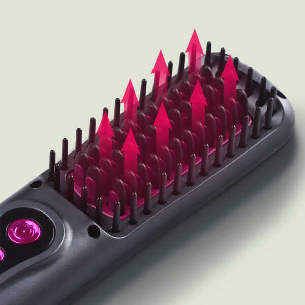OHHSUN Cordless Hair Straightener Brush, Portable Negative Ion Hot Comb with USB Rechargeable Feature Fast Heating 3 Temp