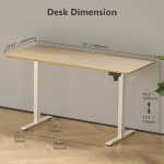 VVENACE Electric Standing Desk Height Adjustable Desk 48 x 24 inch 4 Memory Height Stand up Desk for Home Office, White