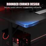 GTRACING 55" Large RGB Sturdy Gaming Desk with Mouse Pad T-Shaped Office Chair Computer Desk Spacious Work Surface Table, Black