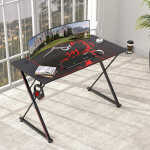 EE EUREKA ERGONOMIC Gaming Desk, 47 inch Gamer Workstation, Carbon Fiber Surface Gaming Computer Desk with Large Mouse Pad,
