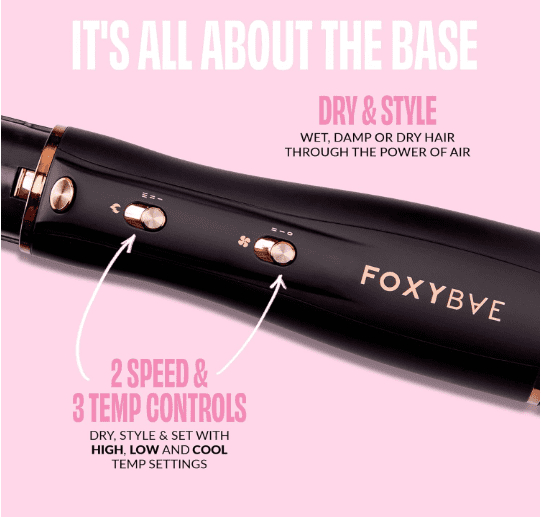 FoxyBae 3-in-1 Ceramic Interchangeable Hair Tools - Blowout Dryer Set [Black Rose-Gold]