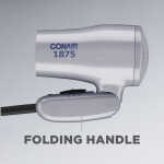 Conair 1875W Compact Folding Handle Hair Dryer, Travel Hair Dryer, Dual Voltage