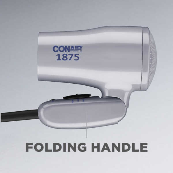 Conair 1875W Compact Folding Handle Hair Dryer, Travel Hair Dryer, Dual Voltage