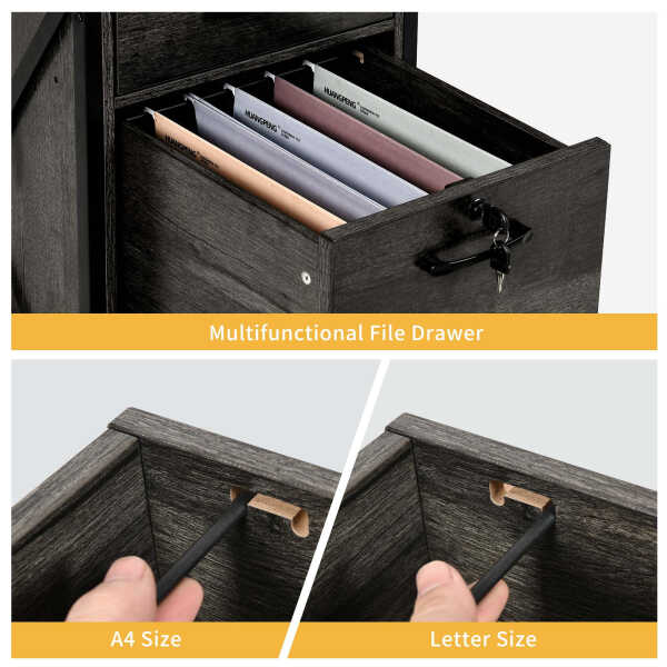 DWVO 59.1"Computer Desk with Power Outlets & Hutch, Office Desk with Storage Shelves & Drawers with Lock, Gaming Desk with LED