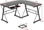 BestOffice Modern Easy Assembly L Shape Desk with Keyboard, Black