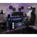 RS Gaming&trade Gaming Computer Desk RGB with 10 Acoustic Panels, Black