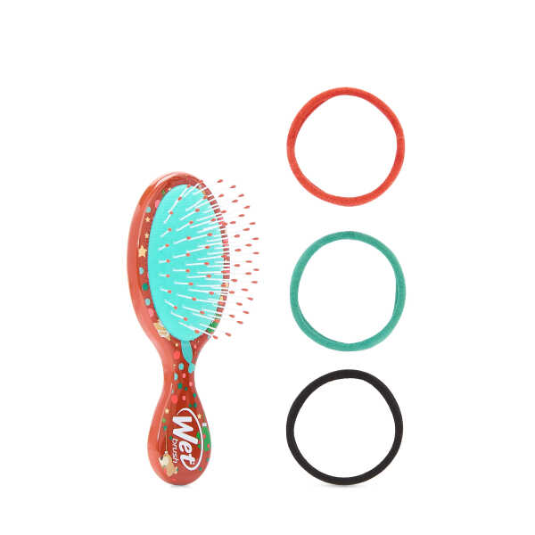 Wet Brush Hair Brush Mini Detangler 2 pack with Bonus Elastics.