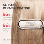 TYMO Ring Hair Straightener Brush, Flat Iron Comb, 5 Temp Settings & 20s Fast Heating, Dual Voltage, Gold