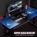 GTRACING 55" Large RGB Sturdy Gaming Desk with Mouse Pad T-Shaped Office Chair Computer Desk Spacious Work Surface Table, Black