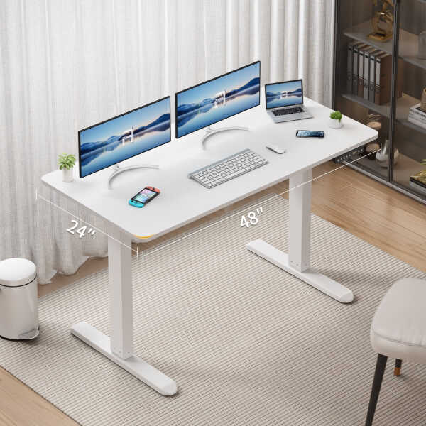 AIMEZO Electric Standing Desk, 48 x 24 inch Adjustable Height Desk with Whole-Piece Tabletop, Stand up Desk for Home Office