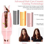 Automatic Hair Curler, Double Ceramic Curling Irons with 1.5" Rotating Barrel, 4 Temps & Timer