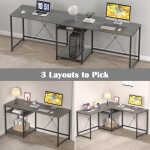 JOZ 59" L Shaped Gaming Desk, Two-Way Convertible Computer Desk with Storage Shelves for Rooms, Corner and Home Office in Rock