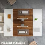 Pinmoco 63" Executive Desk, Lager Writing Desk with Metal Frame, Home and Office, Black with Walnut