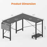 CONCETTA 49 Inch Modern L Shaped Computer Desk with Lower Storage Shelf & Side Bag, Two-Way Convertible Corner Gaming Table for