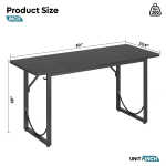 Pinmoco 63" Executive Desk, Lager Writing Desk with Metal Frame, Home and Office, Black with Walnut