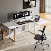 63x43 Inches L Shaped Standing Desk, Electric L Stand Up Desk with 4 Legs, Adjustable Height from 28-46 Inches for Home and