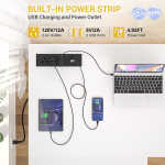 Homieasy L Shaped Desk with Power Outlet & USB Ports, 86.6'' Reversible L-Shaped Gaming Desk with Monitor Stand & LED Strip, 2