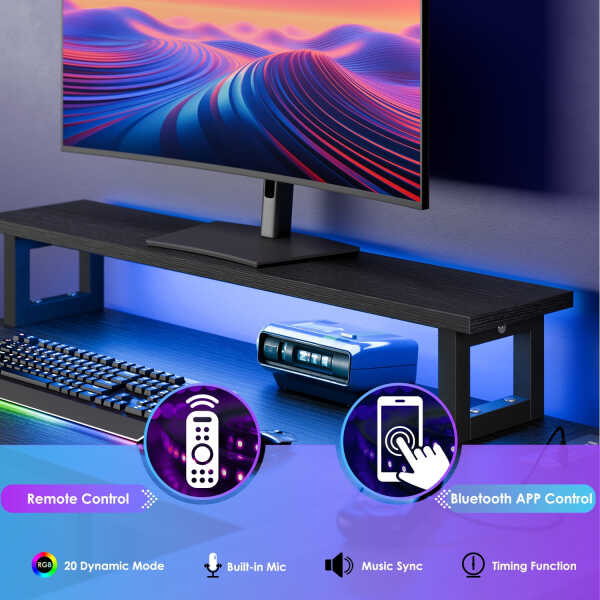 Fairy L Shaped Gaming Desk, 43in Computer Desk with Charging Port (Black)