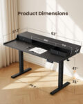 CHITOOMA 63&Prime x 28&Prime Electric Standing Desk with Drawers, Height Adjustable Gaming Desk with Monitor Stand & Storage