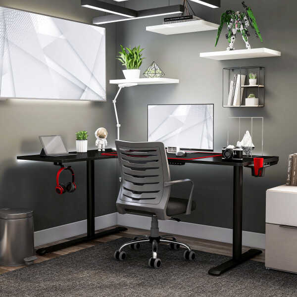 Furniture of America Devan Contemporary Black 65-inch Metal Computer and Gaming Desk by