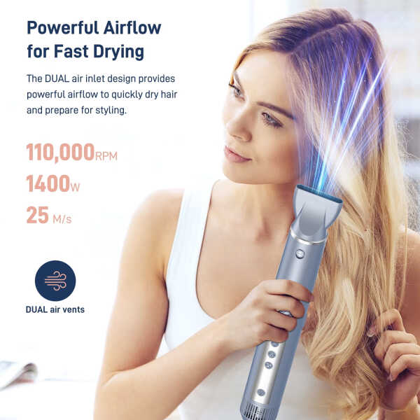 RACCOMB 5-in-1 Hair Styler, Air Styling & Drying System, Powerful Hair Dryer Brush & Multi-Styler with Auto-Wrap Curlers, Oval