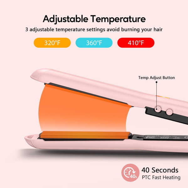 Terviiix 1/2'' Travel Hair Straightener for Heat Adjustable, Mini Portable Ceramic Flat Iron, Black