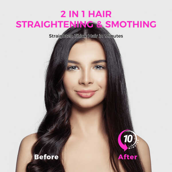 Goolioo Hair Straightener Brush, Ionic Hair Straightening Comb, Anti-Scald, Ceramic Coating, Black