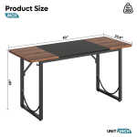 Pinmoco 63" Executive Desk, Lager Writing Desk with Metal Frame, Home and Office, Black with Walnut