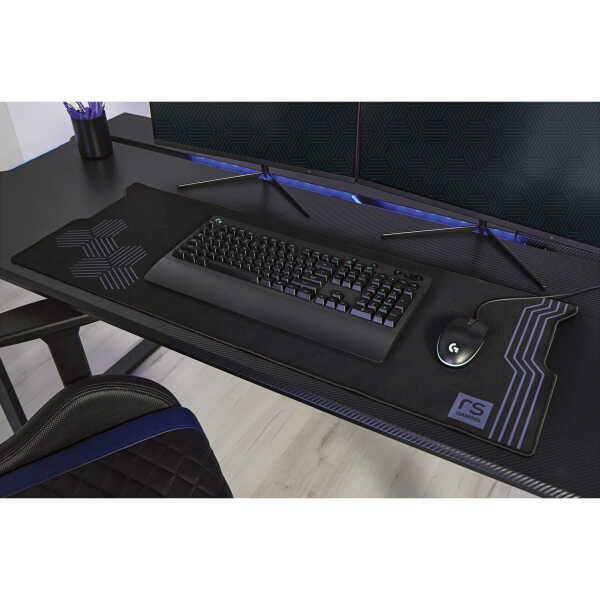 RS Gaming&trade Gaming Computer Desk RGB with 10 Acoustic Panels, Black